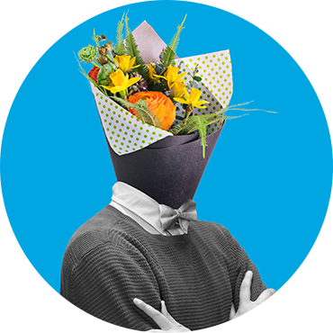 Person mit Blumen-Kopf